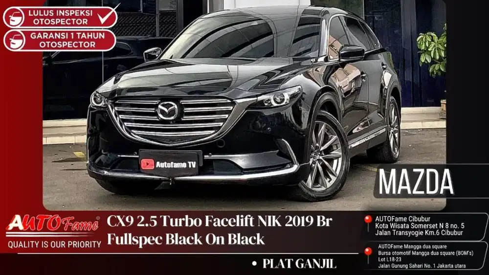 New Mazda CX9 2.5 Turbo Facelift NIK 2019 Br Fullspec Black On Black