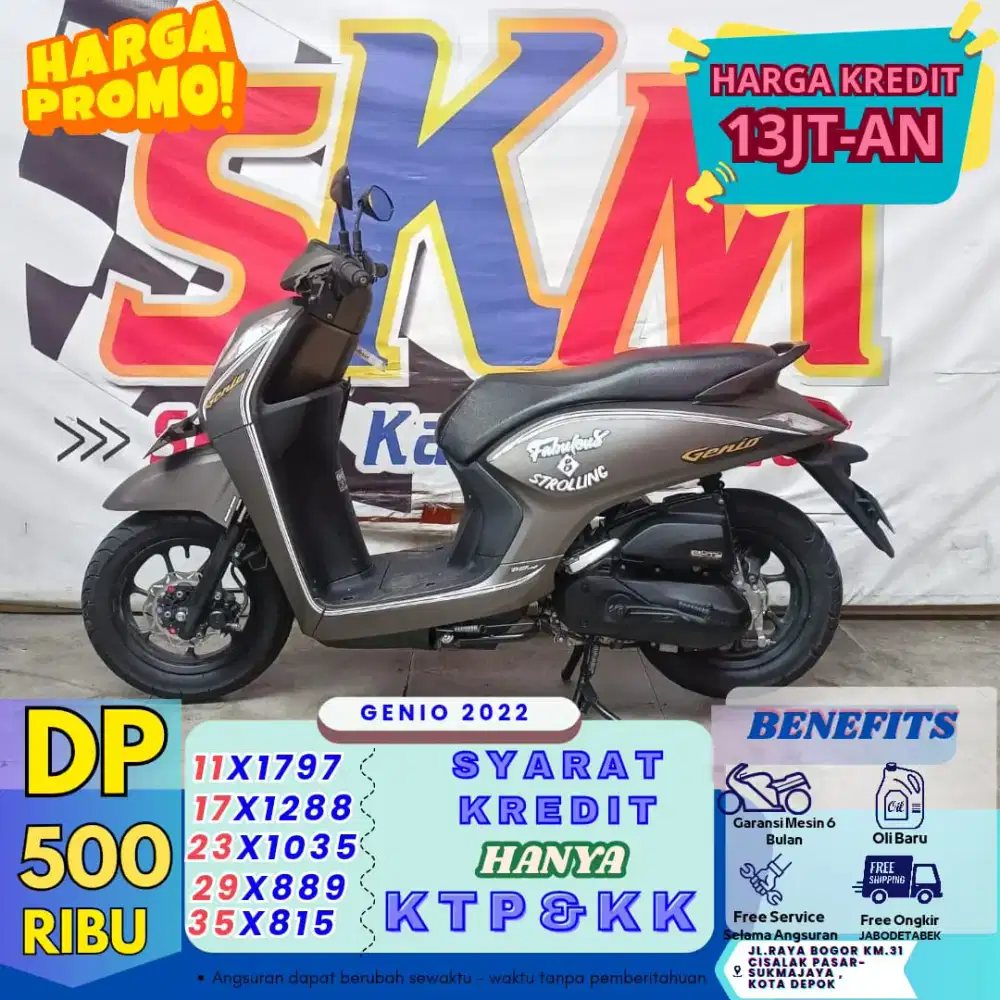 (Genio 2022 garansi mesin 6bln free service selama angsuran)