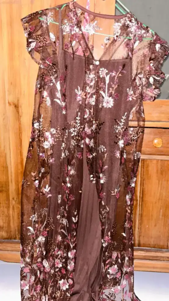 Dress one set warna brown baru LD 110
