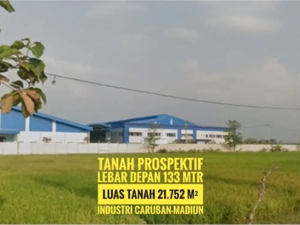 W, Tanah Industri LD 133 mtr, dekat Exit Tol Caruban MADIUN Strategiss