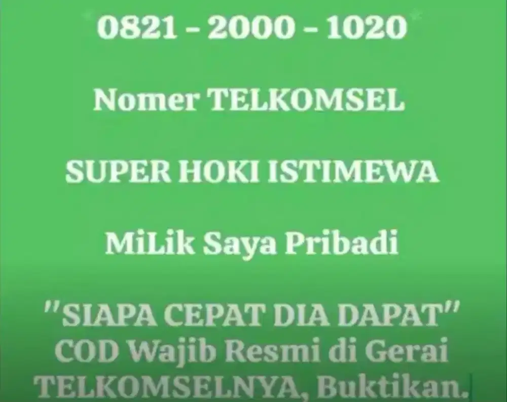 NOMER CANTIK LANGKA ISTIMEWA TELKOMSEL 2000-1020 ISTIMEWA!juaL Resmi Y