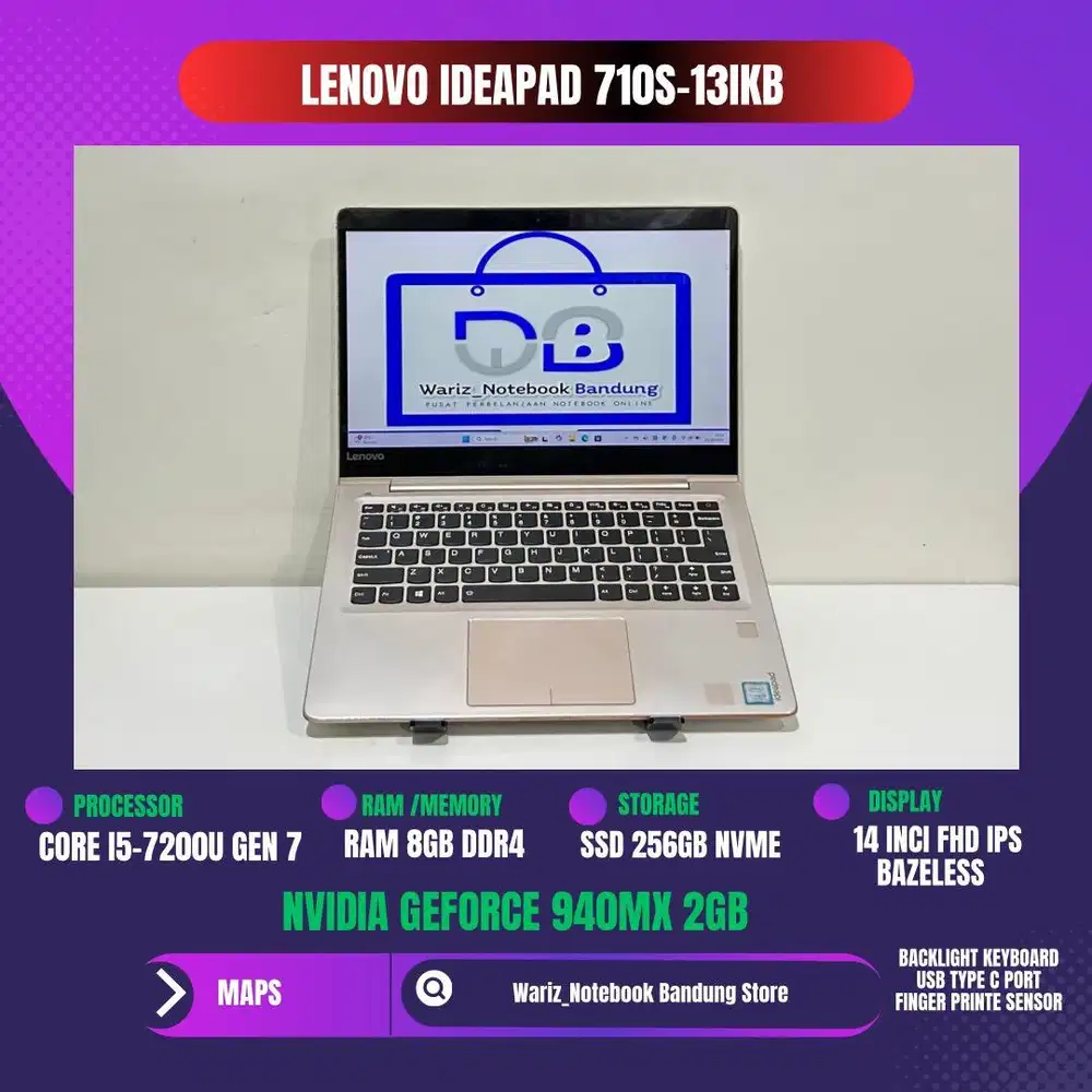 LENOVO IDEAPAD 710s 13IKB CORE I5-7200U NVIDIA 940MX RAM 8/256