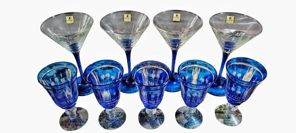 Vintage Luminarc Cobalt Blue Crystal Wine glass