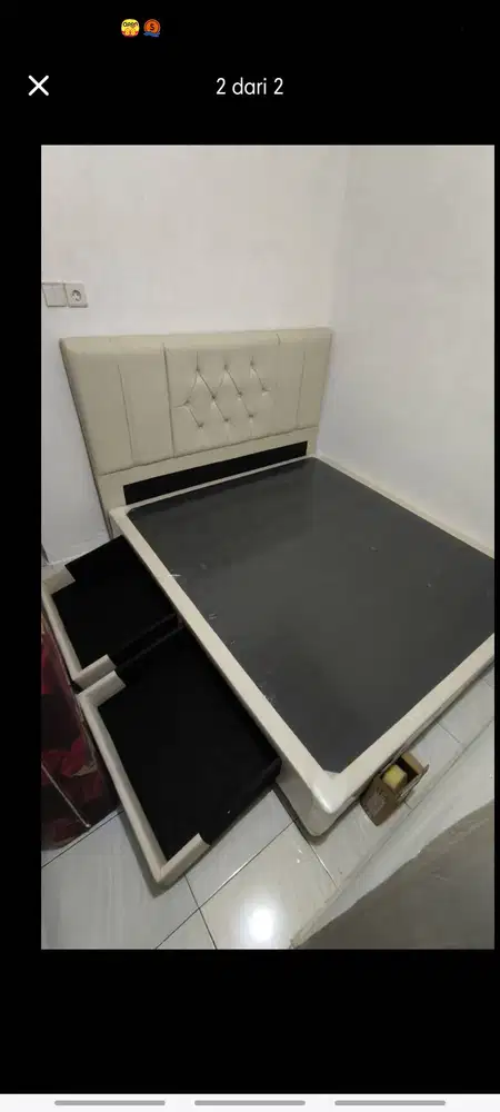 Divan Laci sandaran full rangka tempat tidur untuk kasur Second
