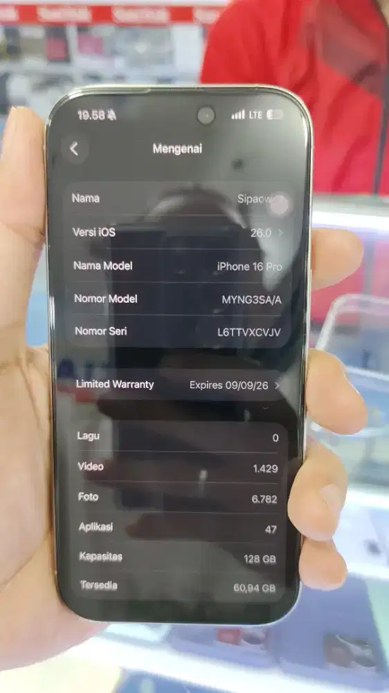 Ip 16 pro pembelian 09/09/2025 mulus lokasi jakarta timur cililitan