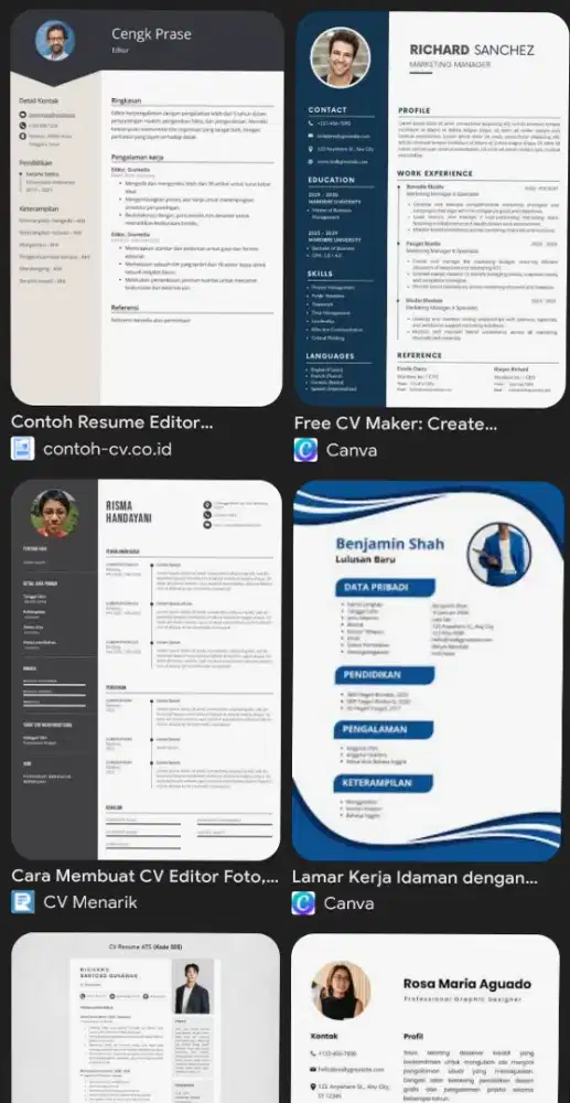 Jasa Buat/Edit/Review CV dan Canva || Persiapan Interview Kerja
