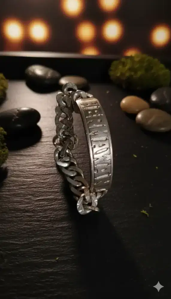 Gelang rantai sisik naga handmade bahan perak murni ukiran nama