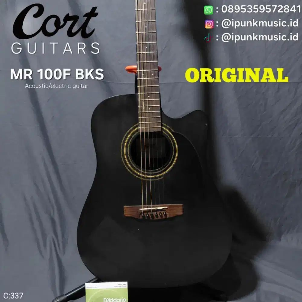 Cort MR 100F BKS Original TOP SOLID Gitar Akustik Elektrik string