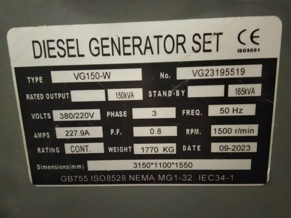 Genset  bekas type VG150-W
