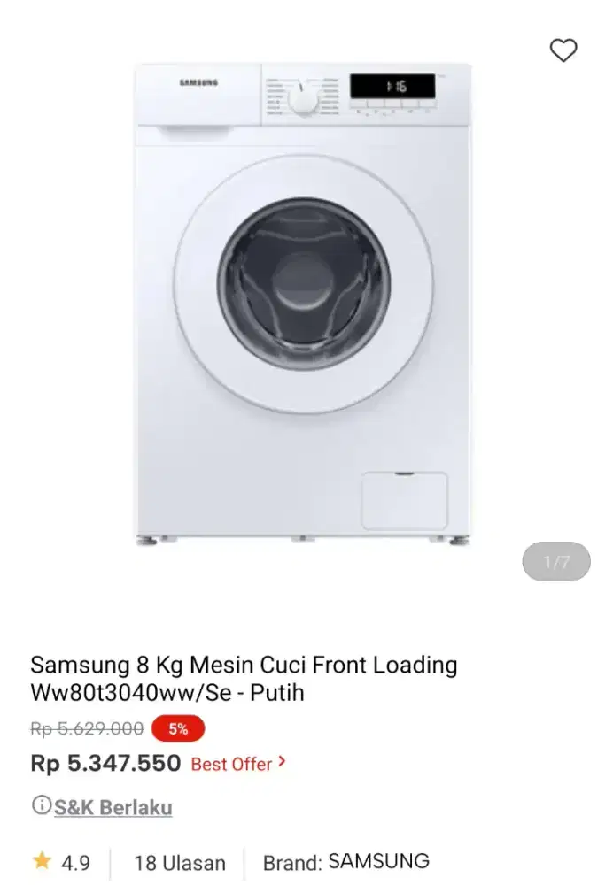 [CICILAN TANPA DP] MESIN CUCI SAMSUNG 8 KG