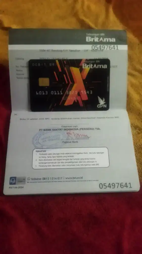 Buku tabungan BRI Britama