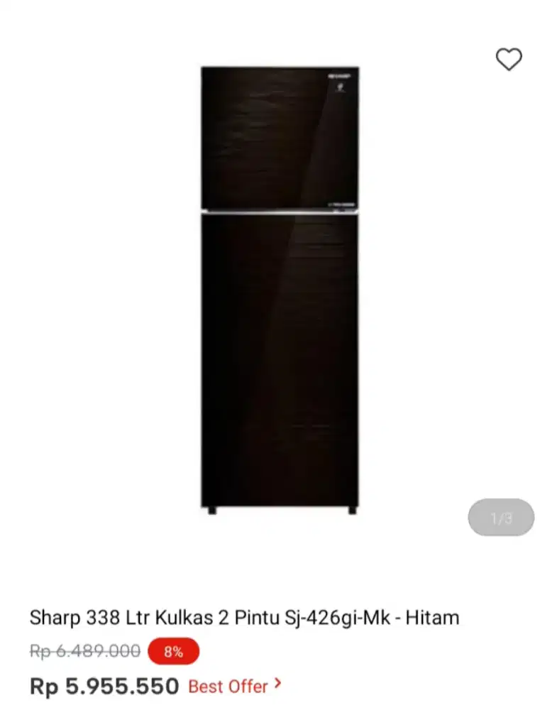 Sharp 338 Ltr Kulkas 2 Pintu Sj-426gi-MK - Hitam