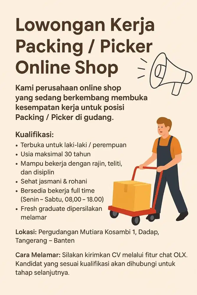 Lowongan Kerja Packing / Picker Online Shop