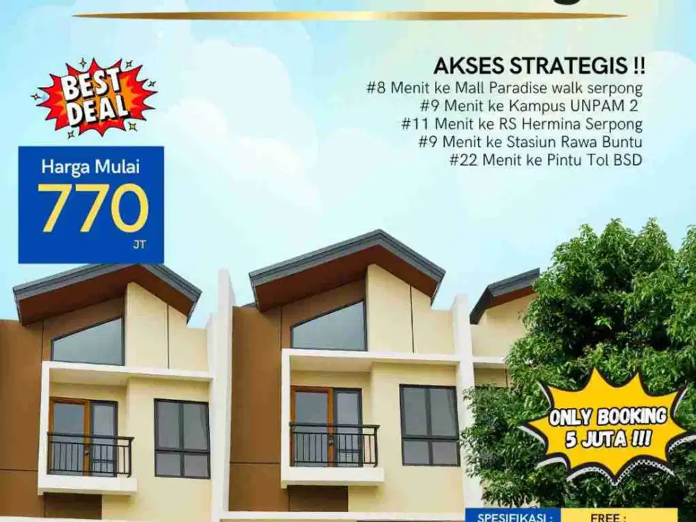 Rumah Cluster di Bakti Jaya Setu Kpr Nego Strategis