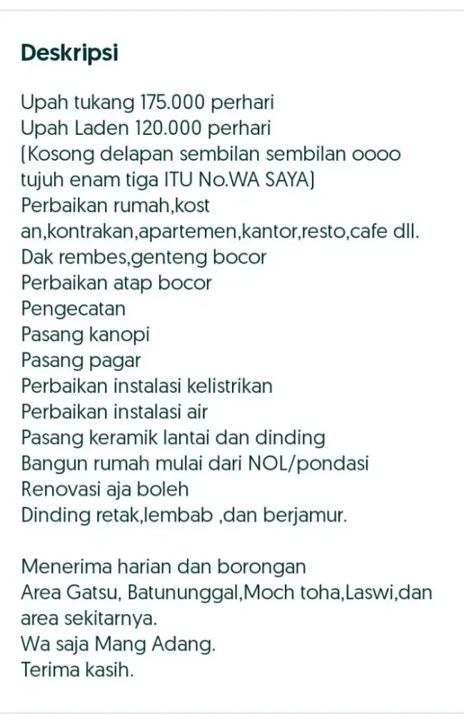 Tukang bangunan harian dan borongan