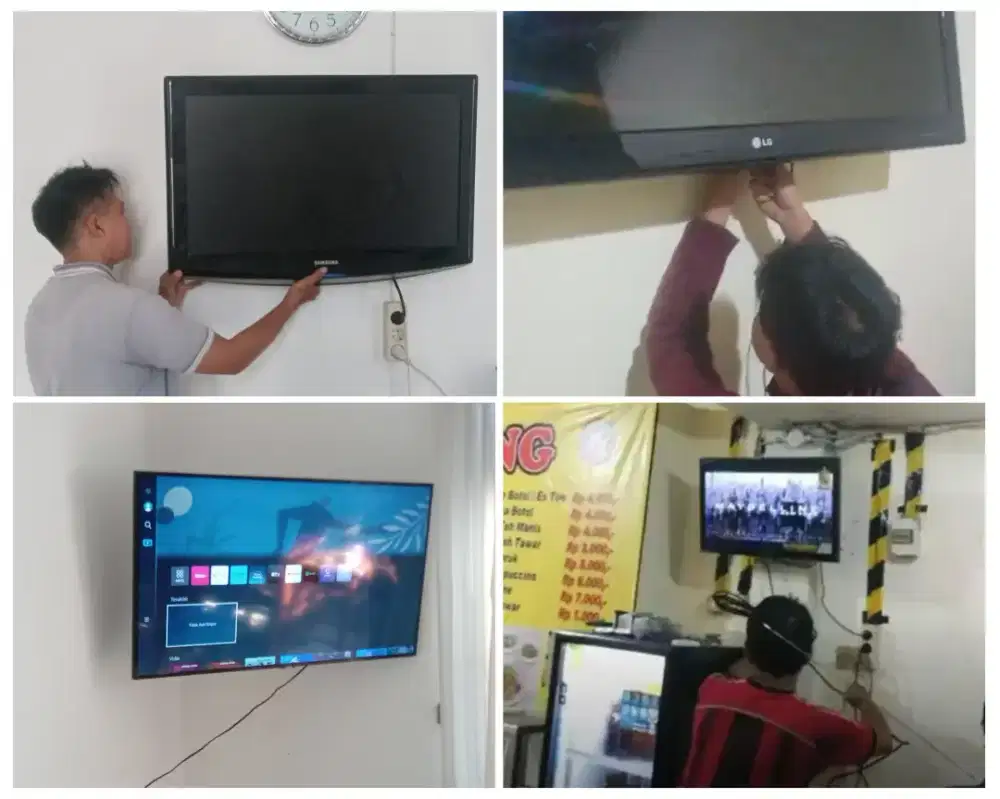 Pasangkan bracket dan Braket plus pasang terima rapih breket led tv