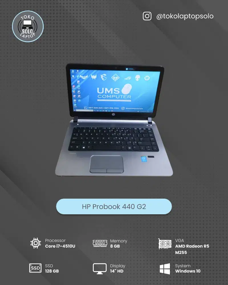 HP ProBook 440 G2 Core i7-4510U RAM 8GB SSD 128GB AMD Radeon R5 M255