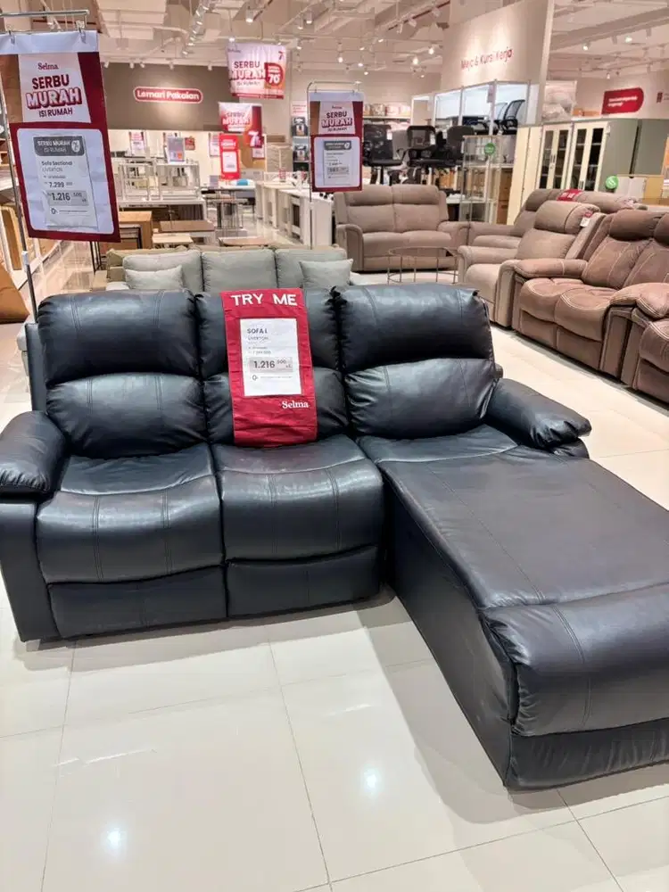 SET SOFA SUDUT RECLINER BAHAN KULIT GRATIS KIRIM