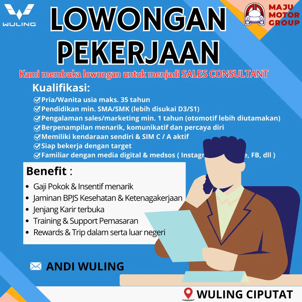 Lowongan Kerja Sales Marketing Wuling