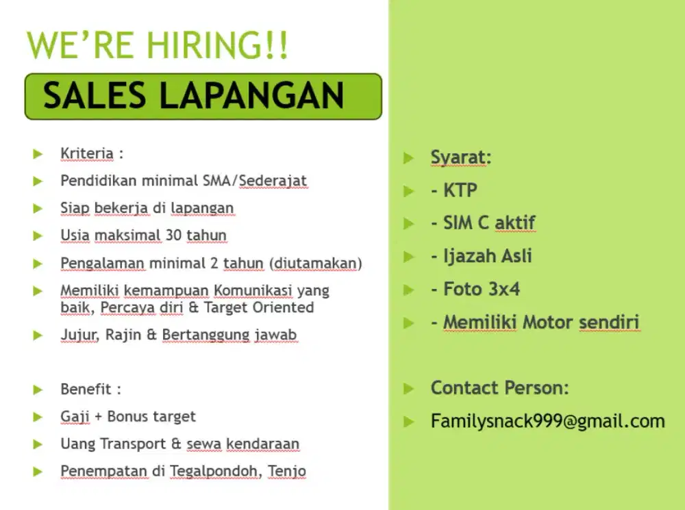 Sales Lapangan / TO