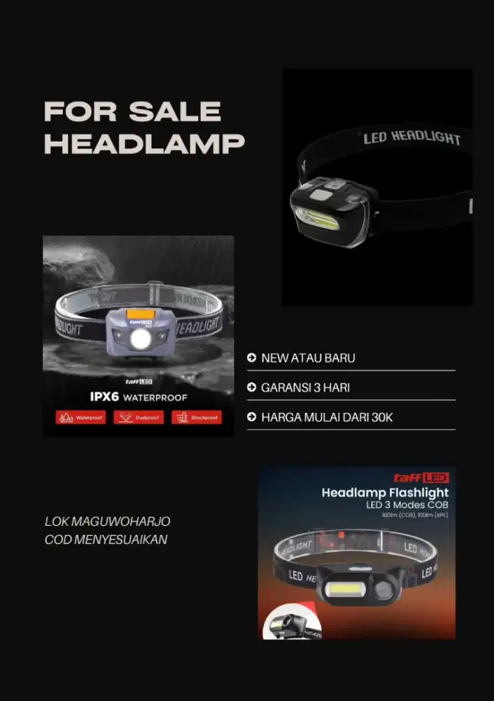 Headlamp outdoor dan Lampu Tenda
