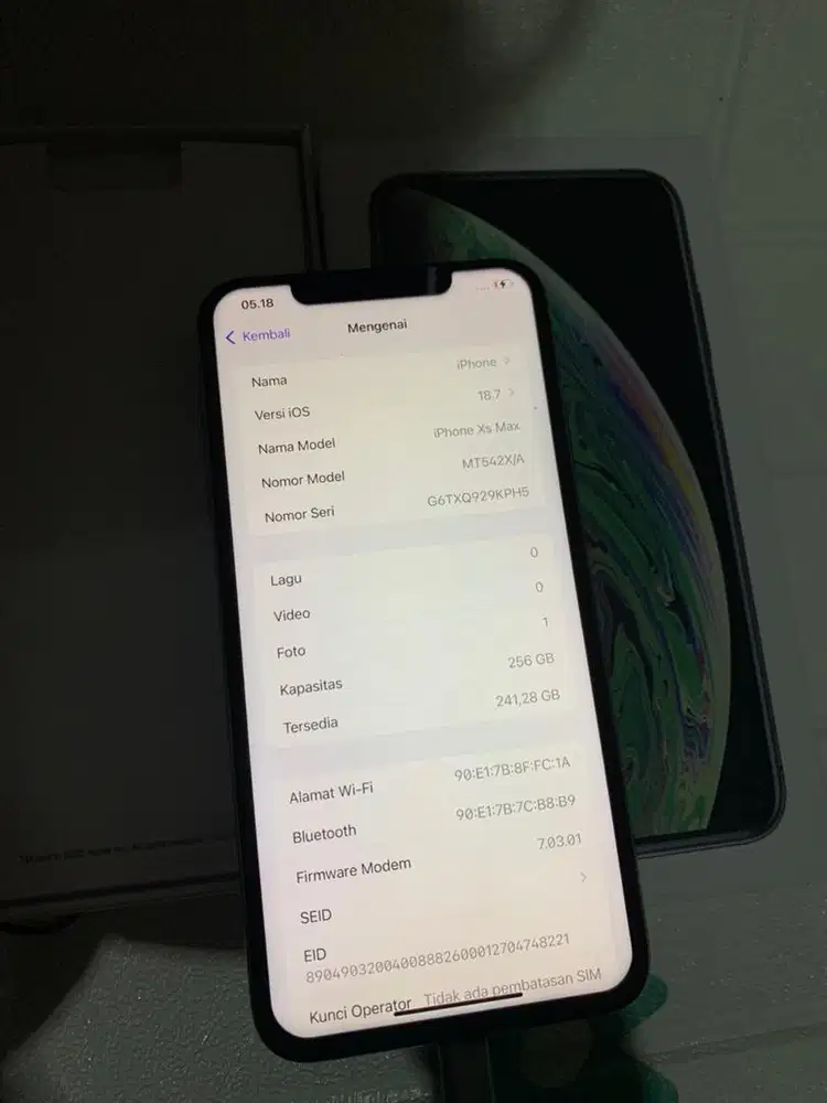Iphone xs max 256gb ex inter imei regist warna silver