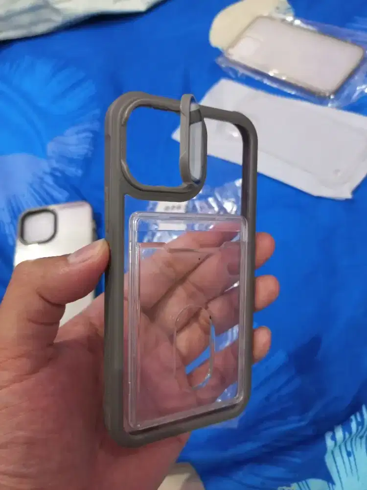 Case Iphone 12 bening lentur clear case gradient case card holder case