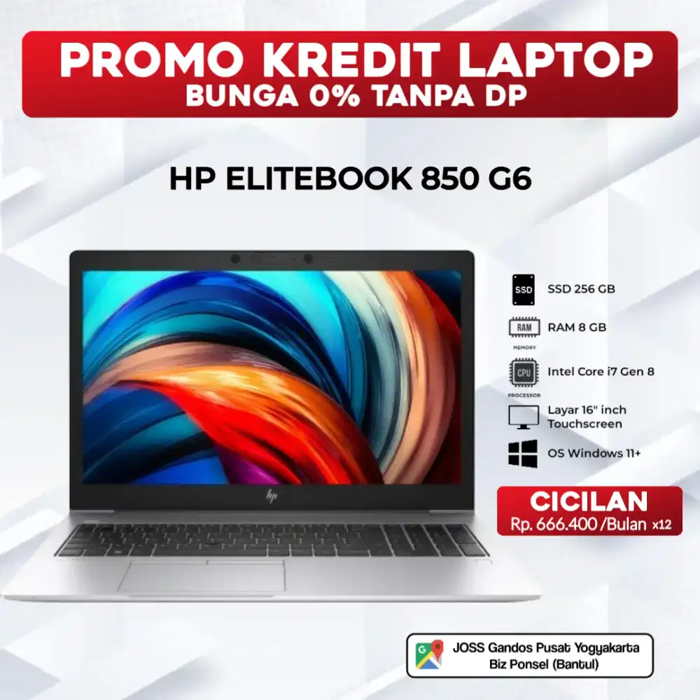 BISA KREDIT LAPTOP HP ELITEBOOK 850 G6 INTEL CORE I7 GEN8 TANPA DP