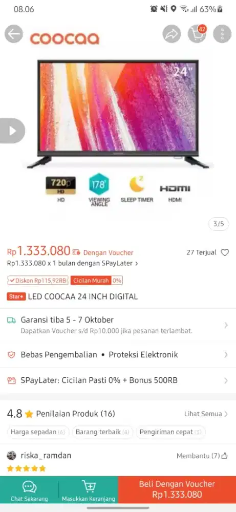 TV Coocaa 24 inci