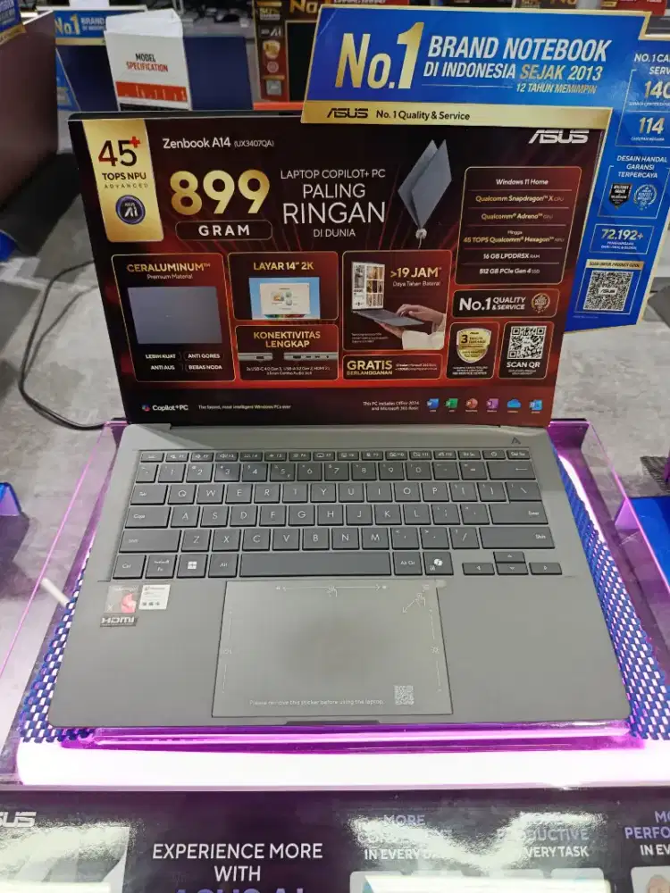 Laptop Asus Zenbook A14 Snapdragon x X1 Ram16GB/512GB SSD
