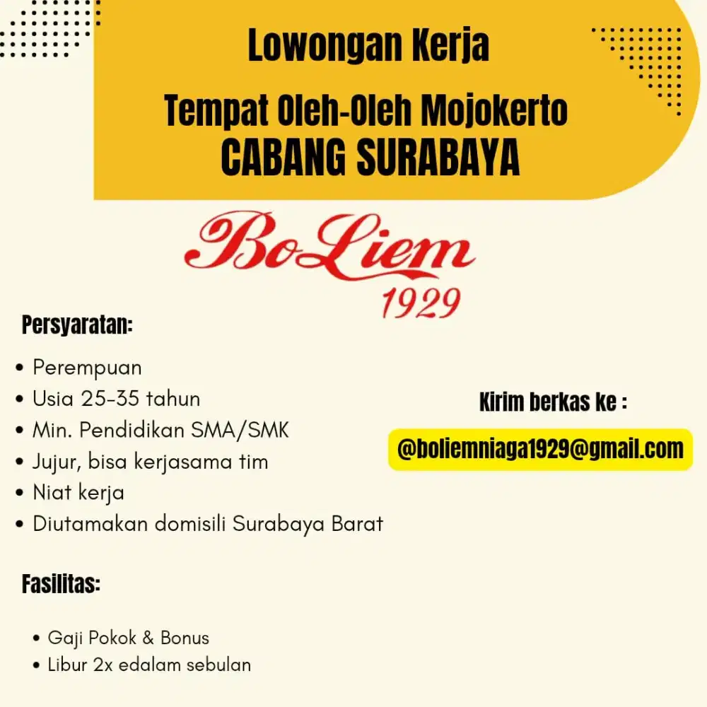 Lowongan kerja jaga toko