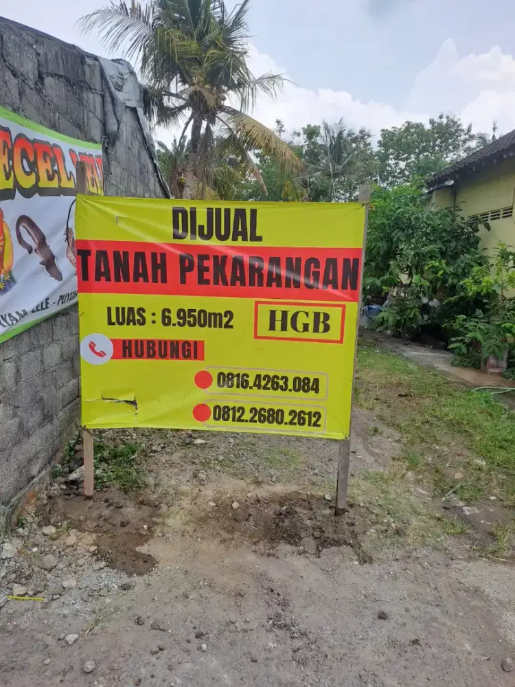 Tanah pekarangan kasongan, 6950 m2, SHGB, cocok jd perum, cafe, gudang