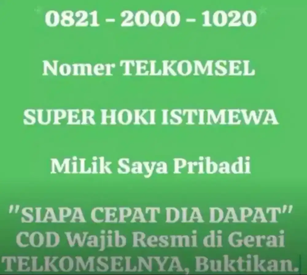 JANGAN DILIAT,nomer Langka Telkomsel siapa cepat dia dapat 2000-1020.