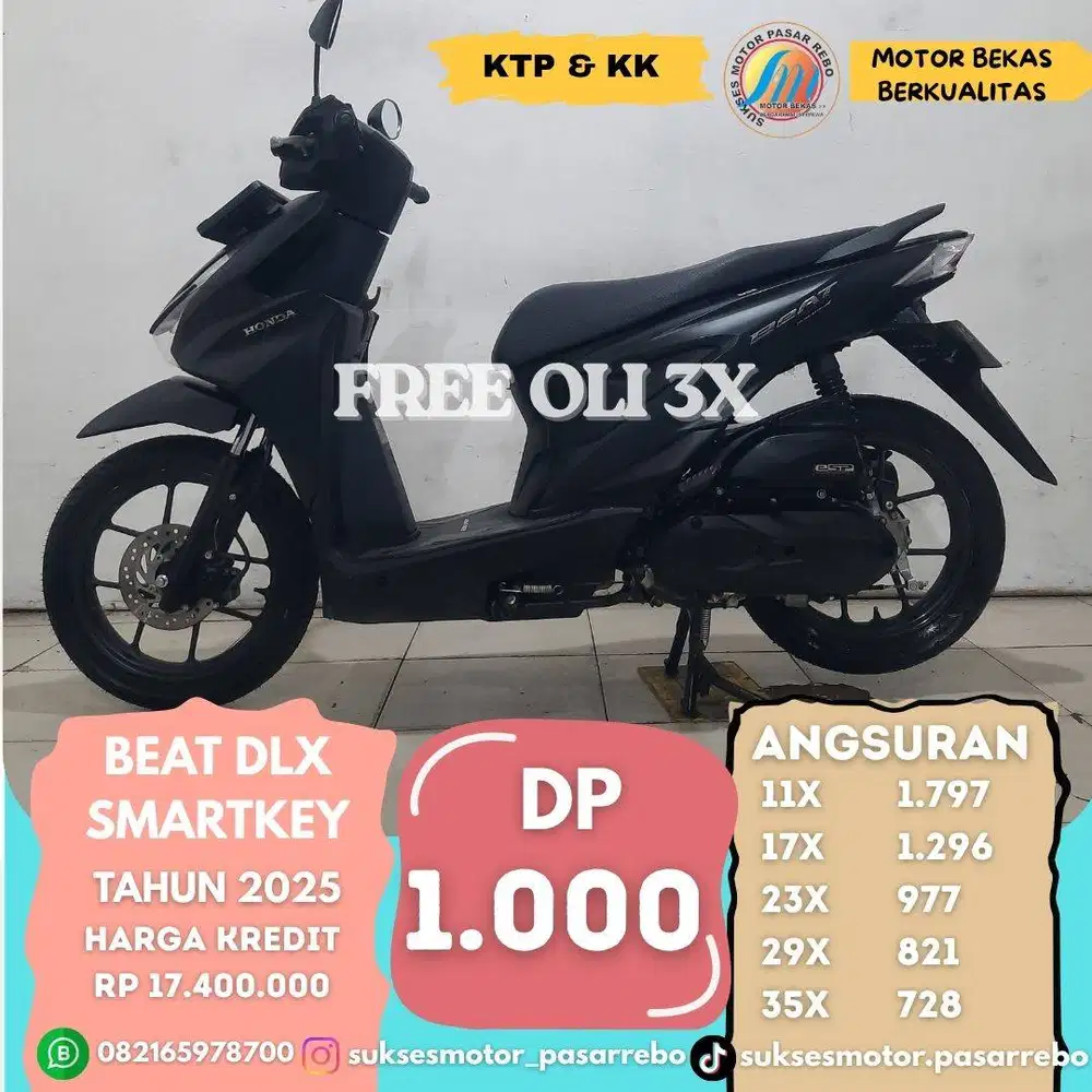 HONDA BEAT DLX SMARTKEY TAHUN 2025 SIAP PAKAI, BERGARANSI, MESIN HALUS