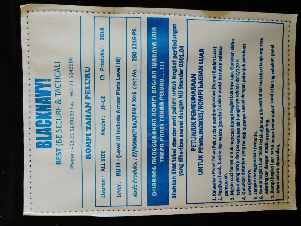 Rompi anti peluru Asli Original