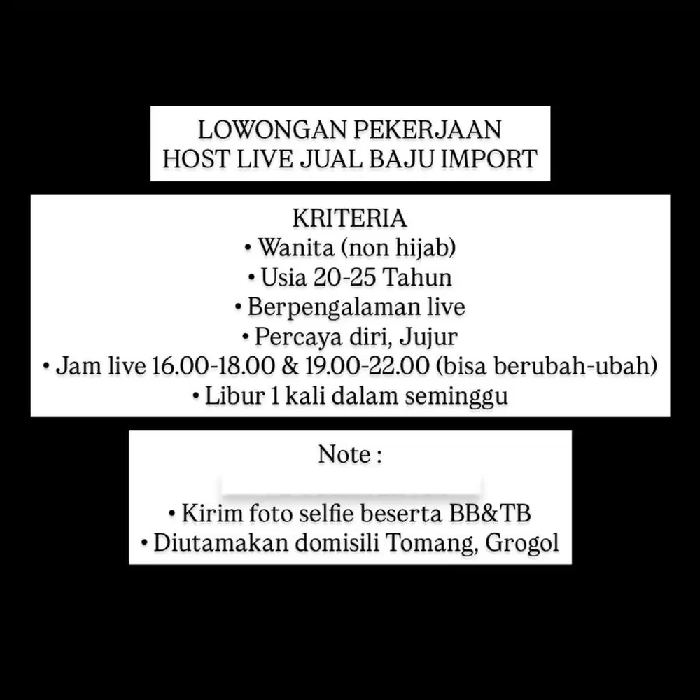 Lowongan host live
