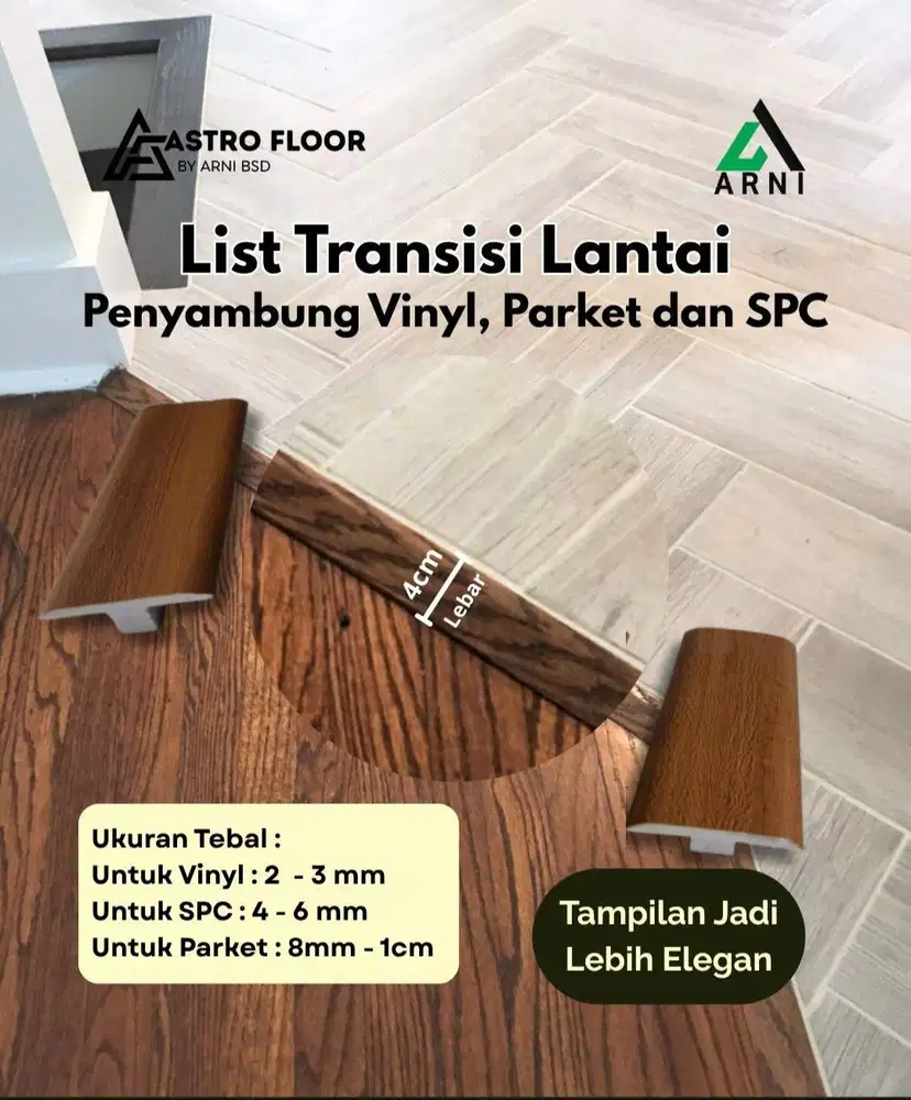 LIST TRANSISI LANTAI VINYL,PARKET,DAN SPC  ANTI RAYAP