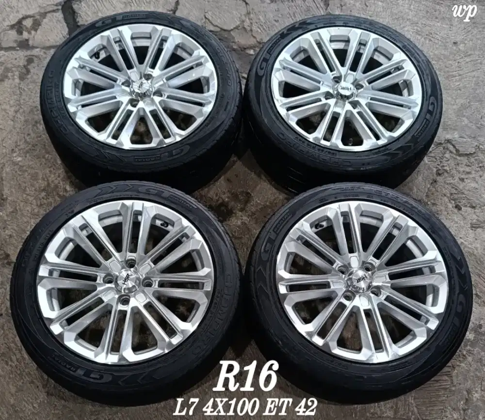 Jual velg + ban hsr r16 4x100 brio jazz yaris vios dll