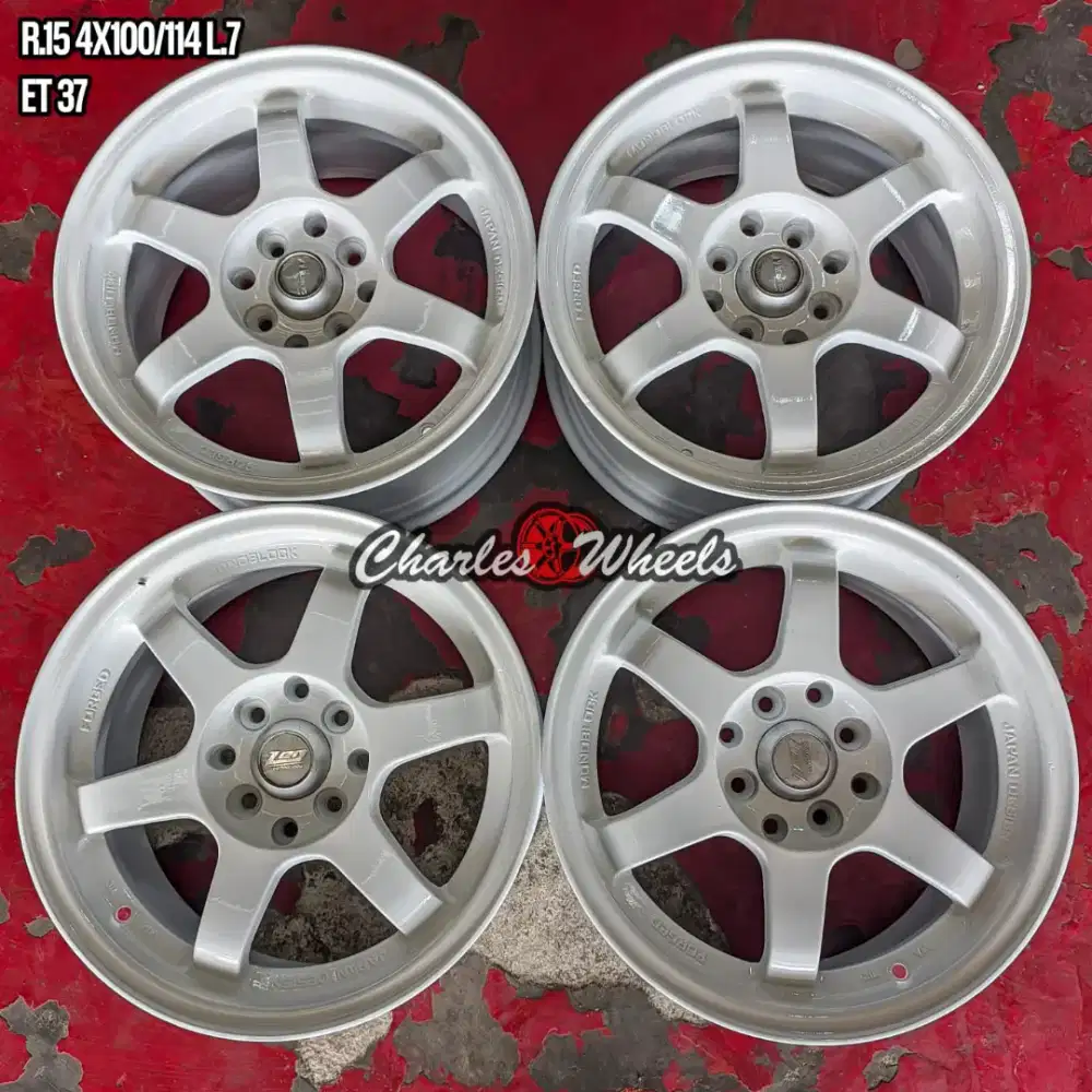 Jual velg te37 r15 4x100 4x114,3 brio agya ayla jazz yaris vios dll