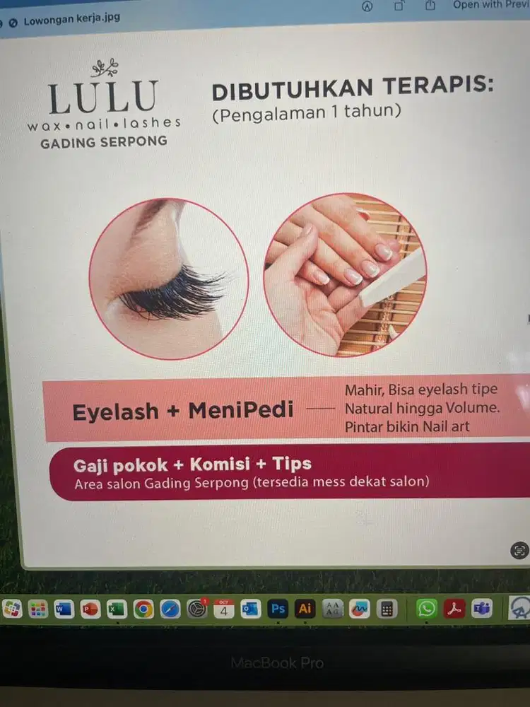 LOWONGAN TERAPIS EYELASH MENIPEDI PENGALAMAN