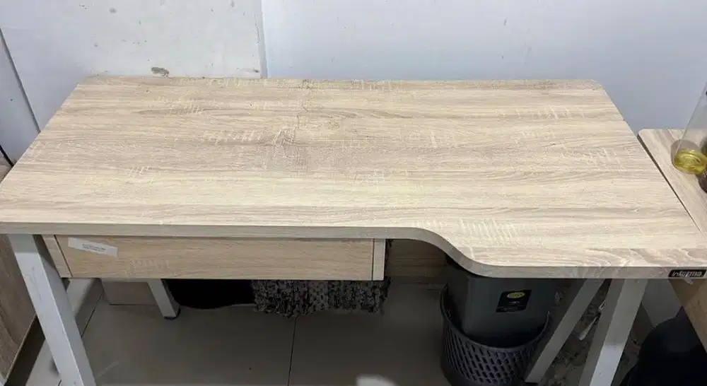 Meja Kantor Heidi Office Table Oak White dengan Laci