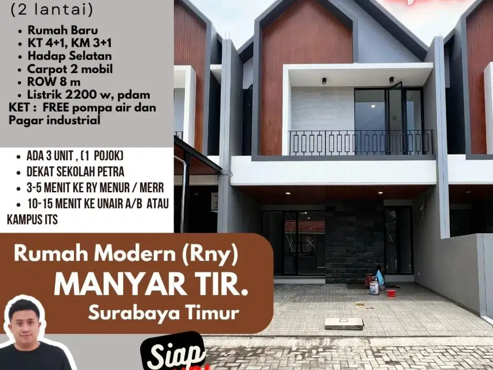 Jual rumah manyar surabaya, rumah modern minimalis, rumah baru, rumah surabaya