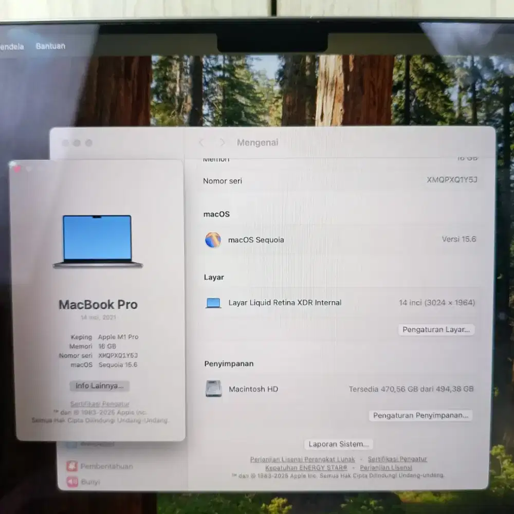 Macbook M1 Pro layar 14 Inch Ram 16 Ssd 512 lengkap full set grey