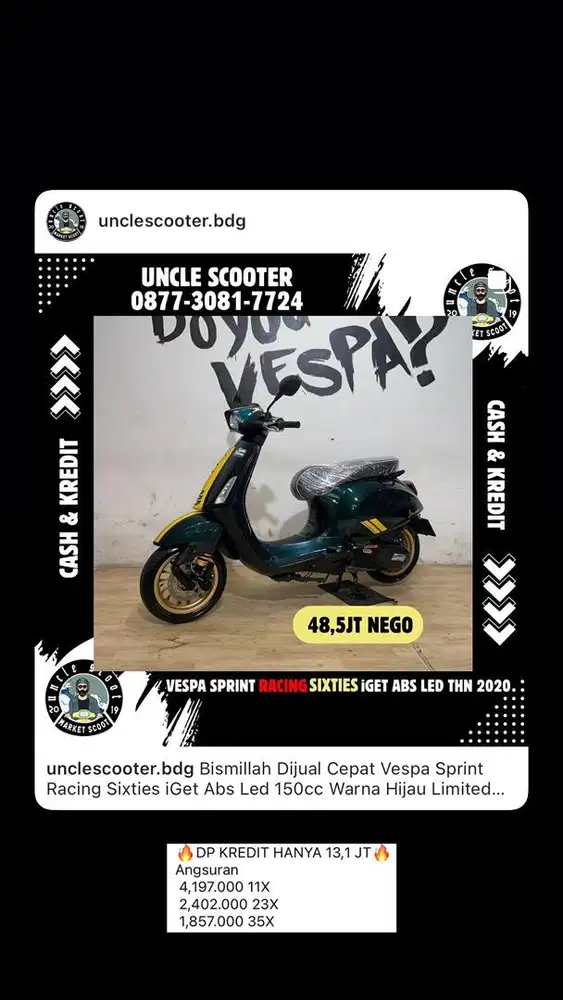 Vespa Sprint Racing Sixties iGet Abs Led 150cc