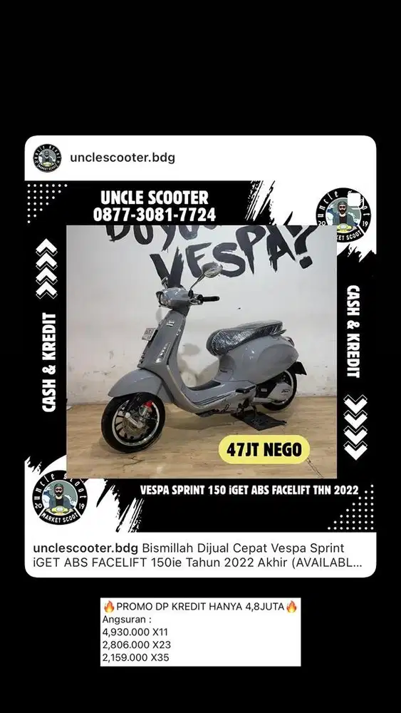 Vespa Sprint iGET ABS FACELIFT 150ie Tahun 2022 Akhir