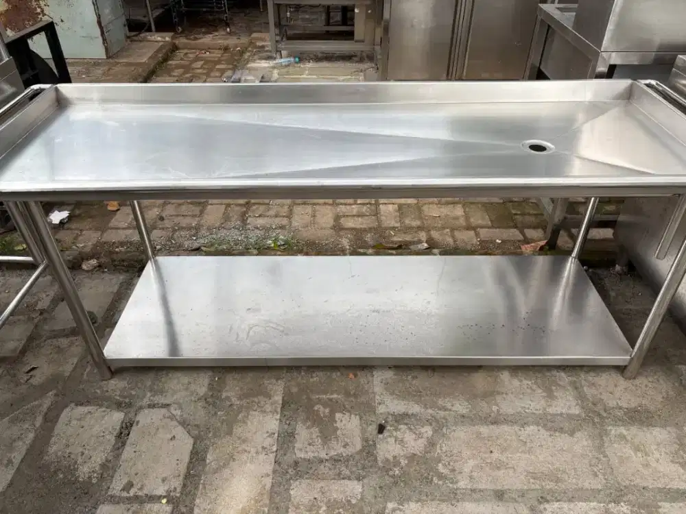 meja cuci ikan 2 susun stainless steel