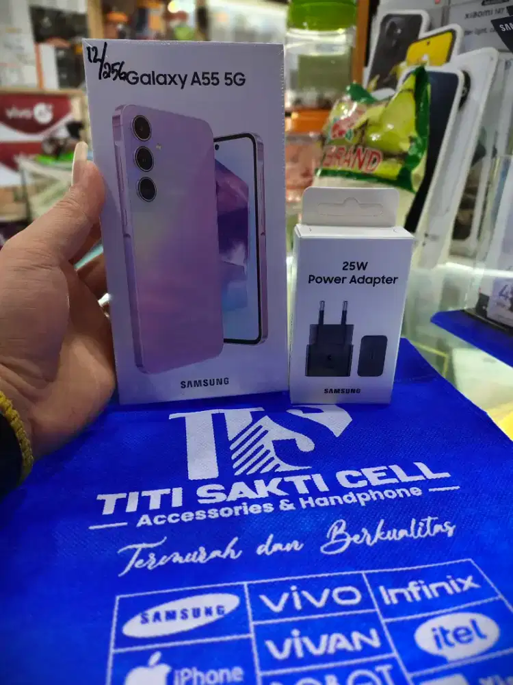 Samsung a55 12/256 free batok 25watt new 1 tahun