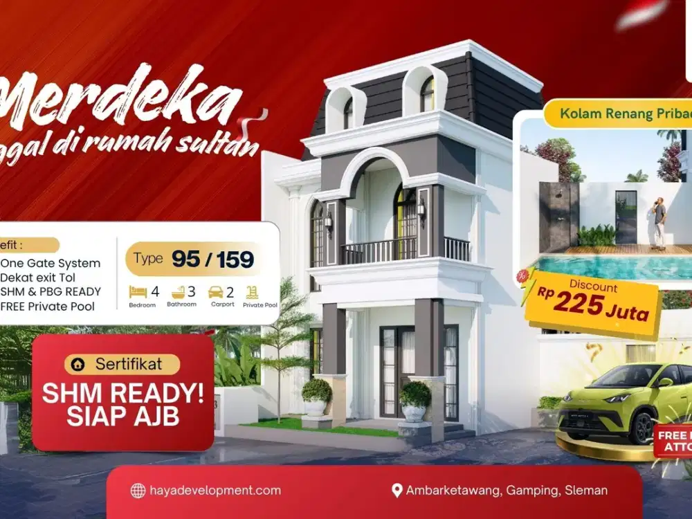 Rumah Private Pool Jogja American Classic Akses Mudah ke Malioboro