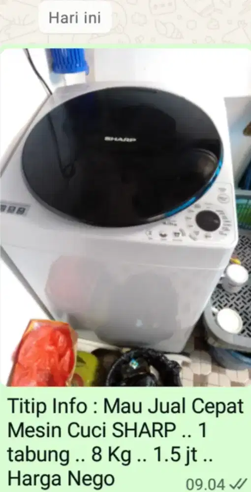 Mesin cuci merk sharp ESM 809T GG