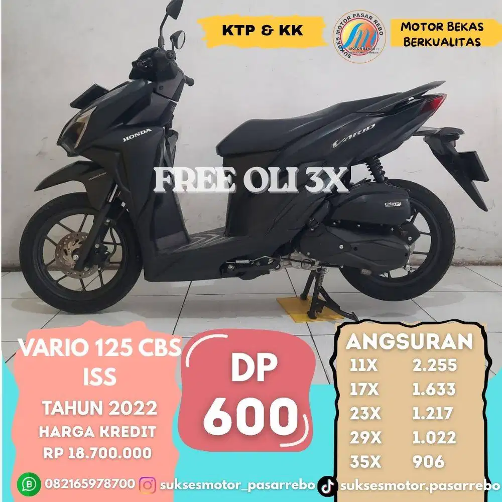 HONDA VARIO 125 CBS ISS TAHUN 2022 SIAP PAKAI, MESIN HALUS, KM RENDAH